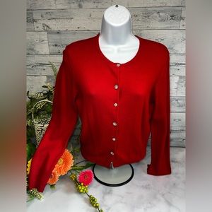 VS Moda long sleeve red sweaters missing one at the bottom. Small